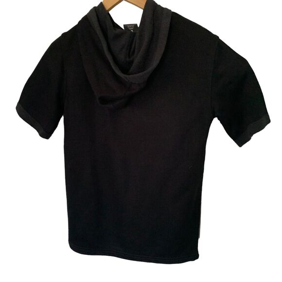 Solaris Mens S French Terry Short-Sleeve Hoodie Sweatshirt Black NEW - Picture 5 of 7